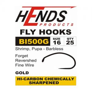 Гачки HENDS Shrimp Pupa Barbless Gold BL 500/25